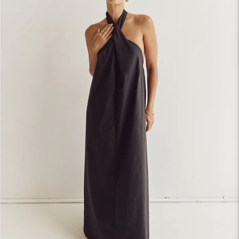NWT DISSH Olivia black cotton midi dress